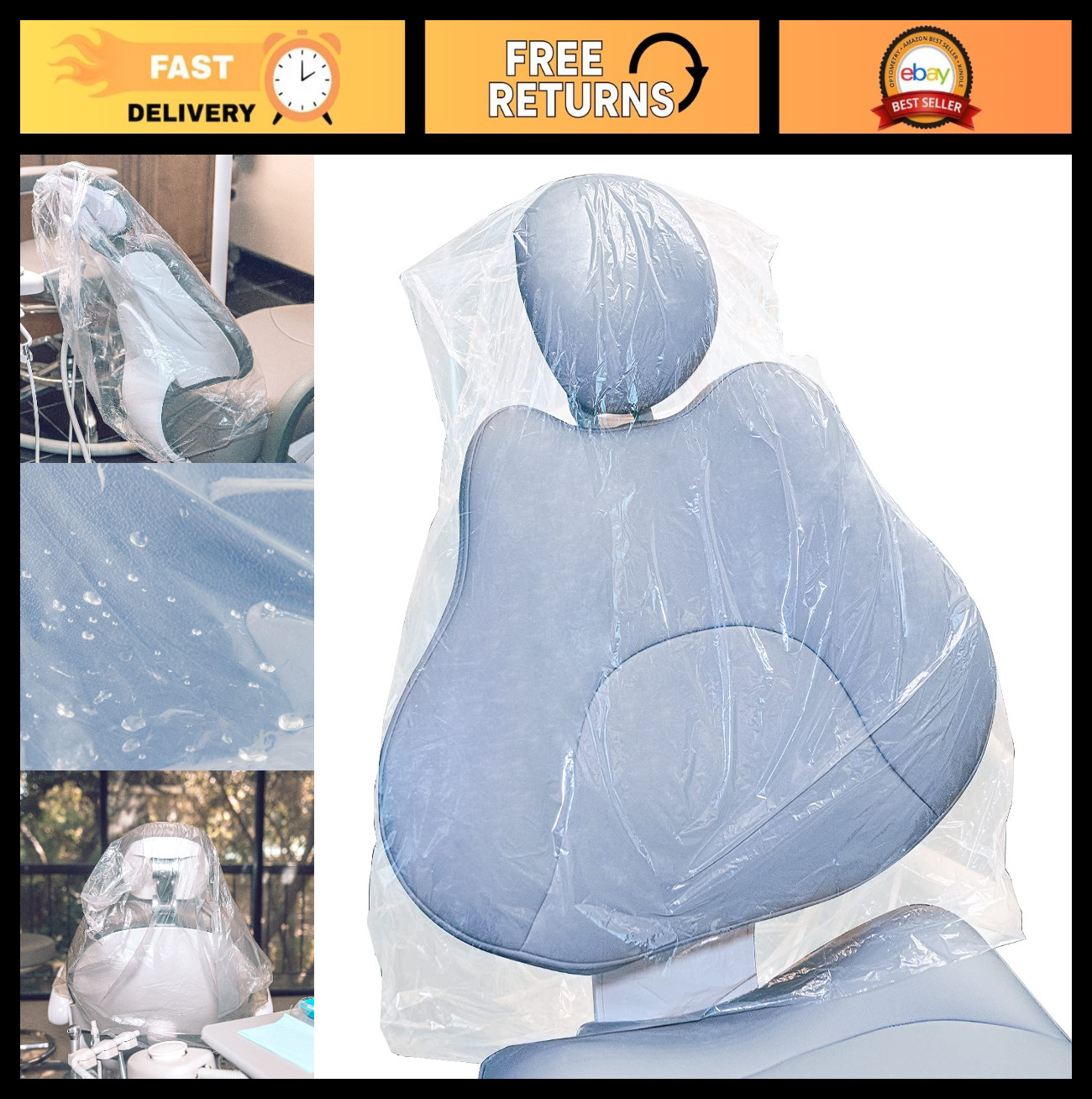 225 Pcs Disposable Dental Chair Covers, 24″ x 27.5″ Clear Plastic Protectors