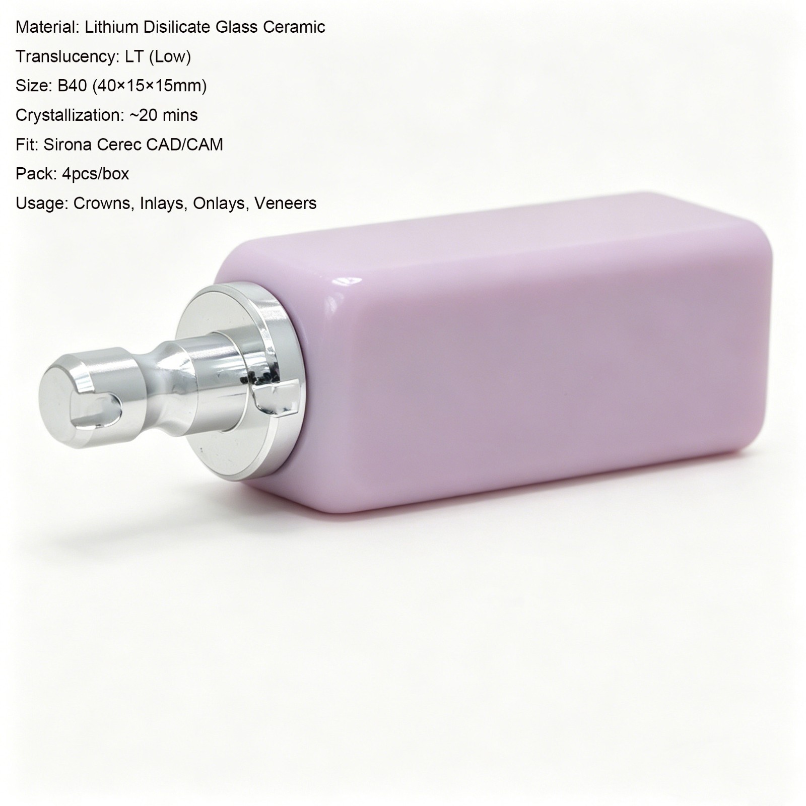 B40 LT Dental Lithium Disilicate Block Emax Ceramic Block CAD/CAM CEREC 4pcs/BOX
