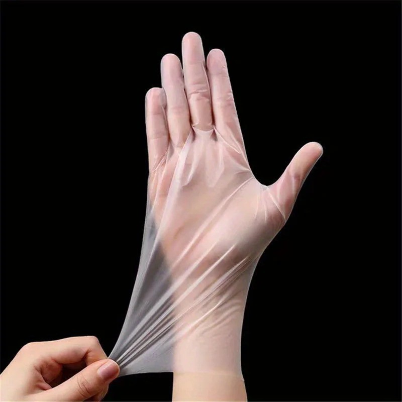 100 PCS Disposable TPE Gloves Powder Free Latex Free Food Safe Cleaning Kitchen