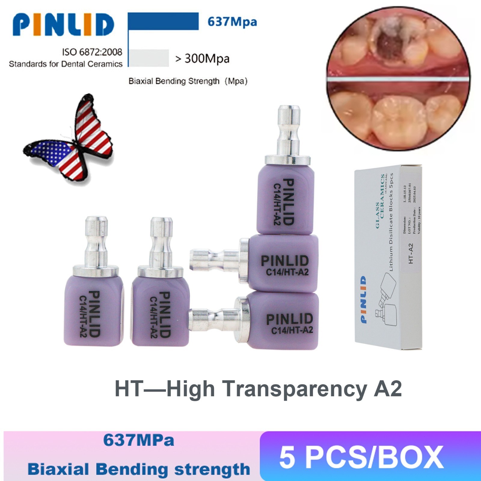 A1 A2 A3 C14 Dental Glass Ceramic Lithium Dislicate Blocks Cerec Emax CAD CAM