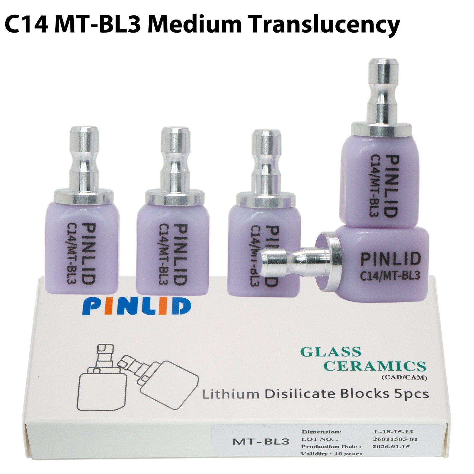 Dental C14 MT Emax Glass Ceramic Blocks Lithium Disilicate CAD/CAM CEREC