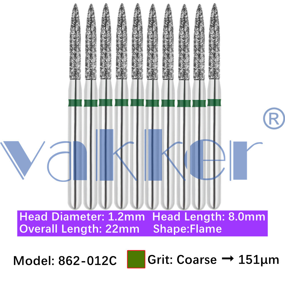 10pc/pk Diamond Burs Shape Flame Diamond Bur Super Fine Medium Coarse