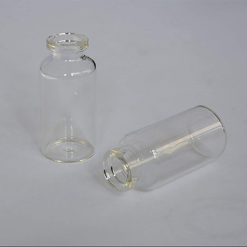 100Pcs 10Ml Vials-Glass Clear Bottom Headspace Vial with Plastic-Aluminum Flip o