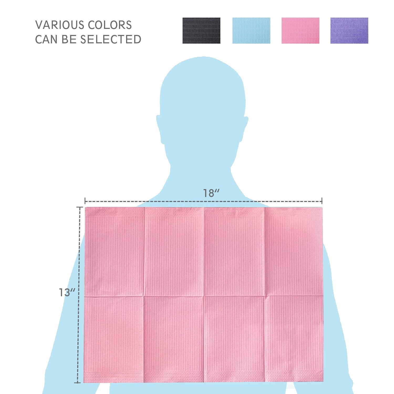 Pink Disposable Dental Bibs 3-Ply Medical Tattoo Towel 13″x18″-Up to 2000