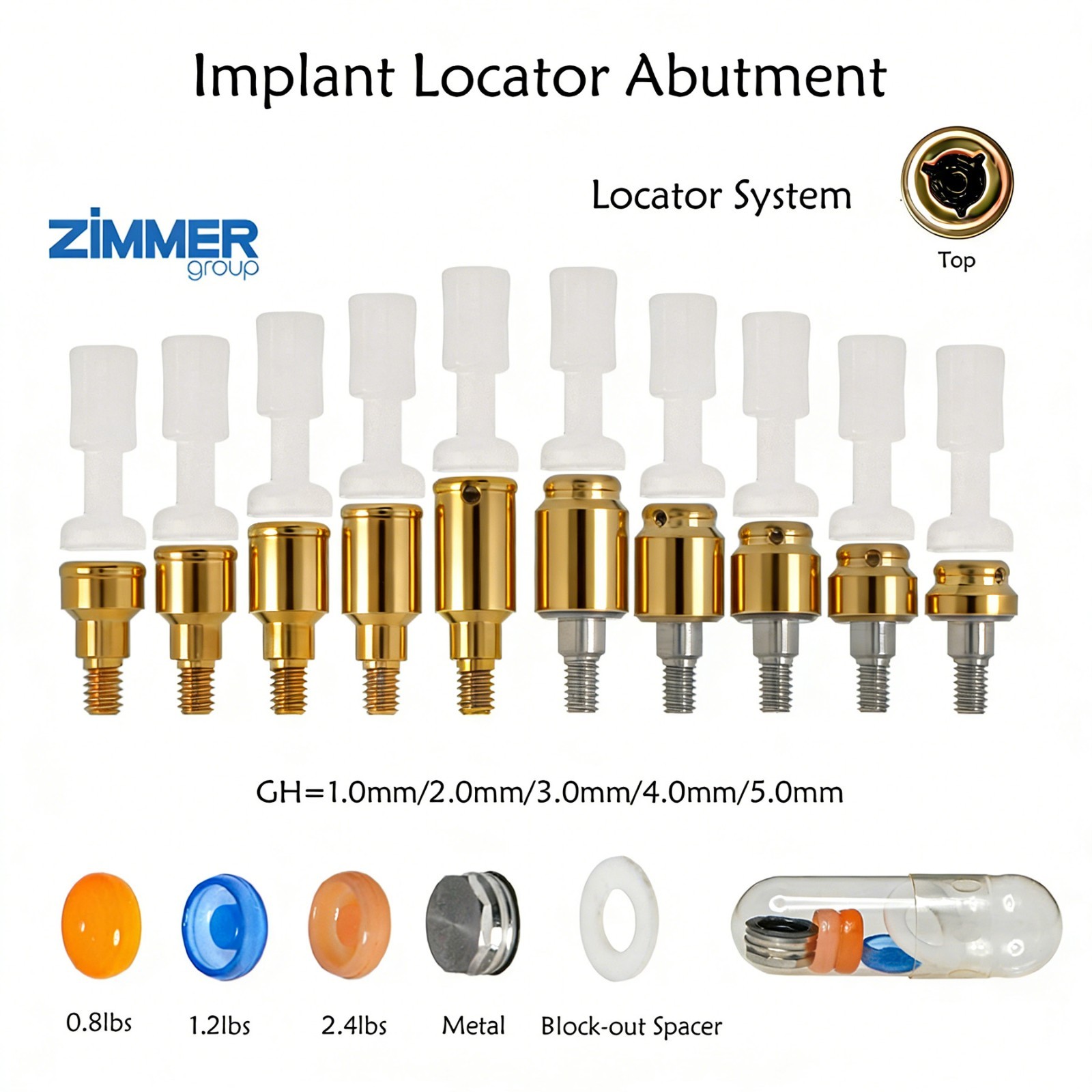 US Zest Locator Overdenture Abutment for ZIMMER TSV 3.5/4.5 Internal Hex Platfor