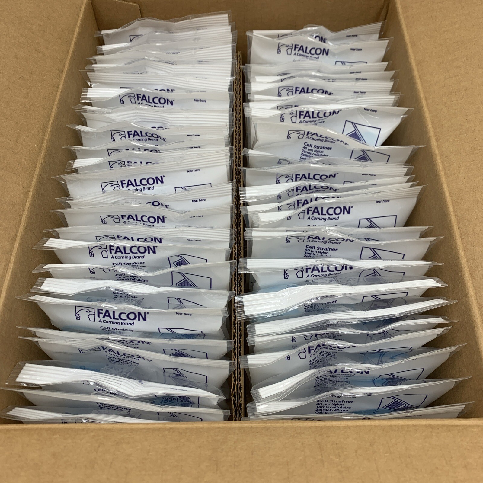 (50-Pack) Falcon 352340 Sterile Cell Strainer 40µm Nylon, Blue, Sterile
