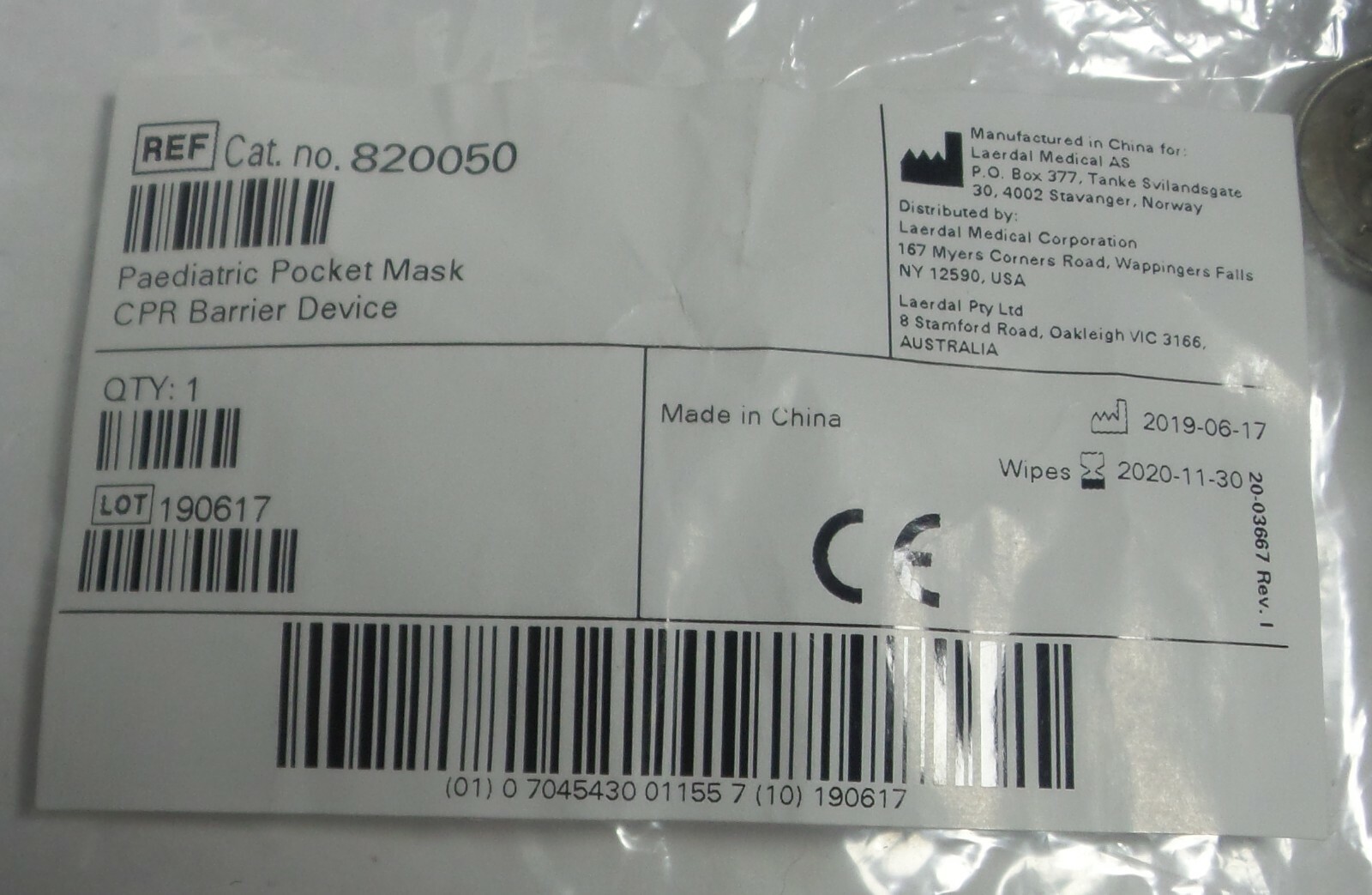 LAERDAL Paediatric Pediatric Pocket Mask CPR Barrier Device Child Baby