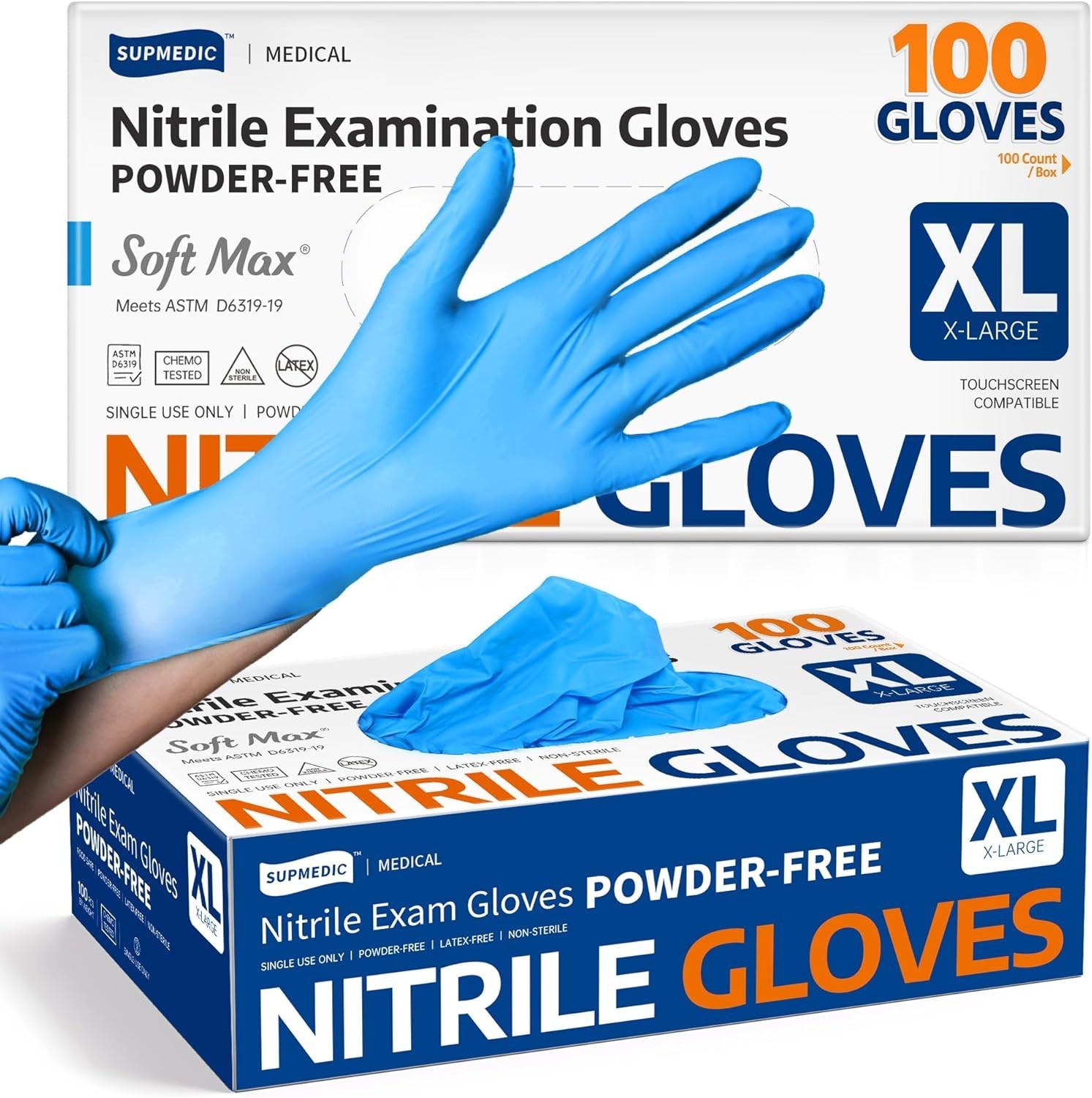Disposable Nitrile Exam Gloves Pack of 100, Waterproof & Skin-Friendly, XL