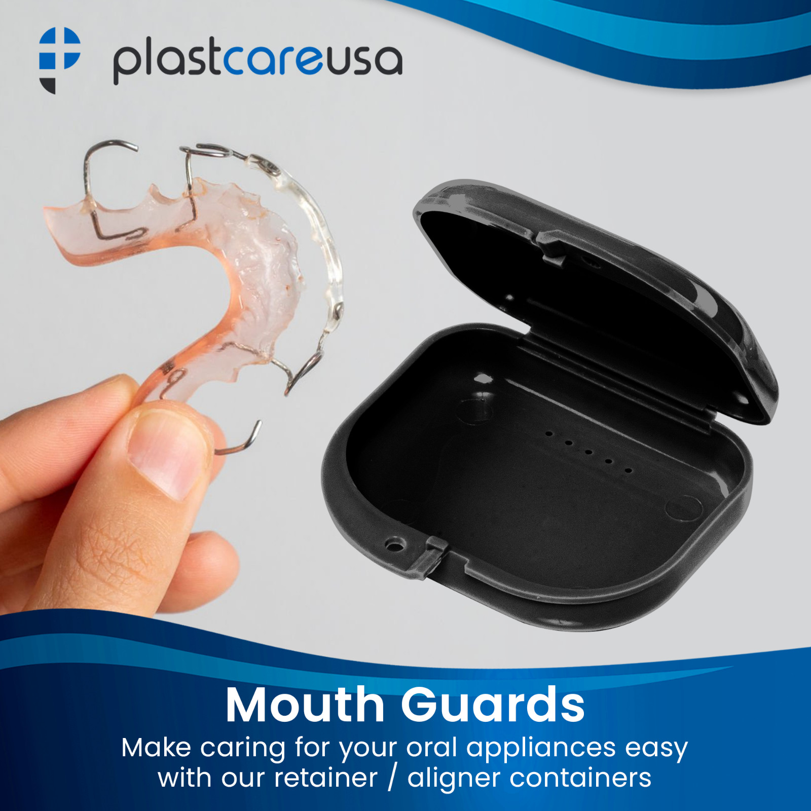 Black Retainer Case w/ Vent Holes – UV Cleaner Case, Mouth Guard Aligners