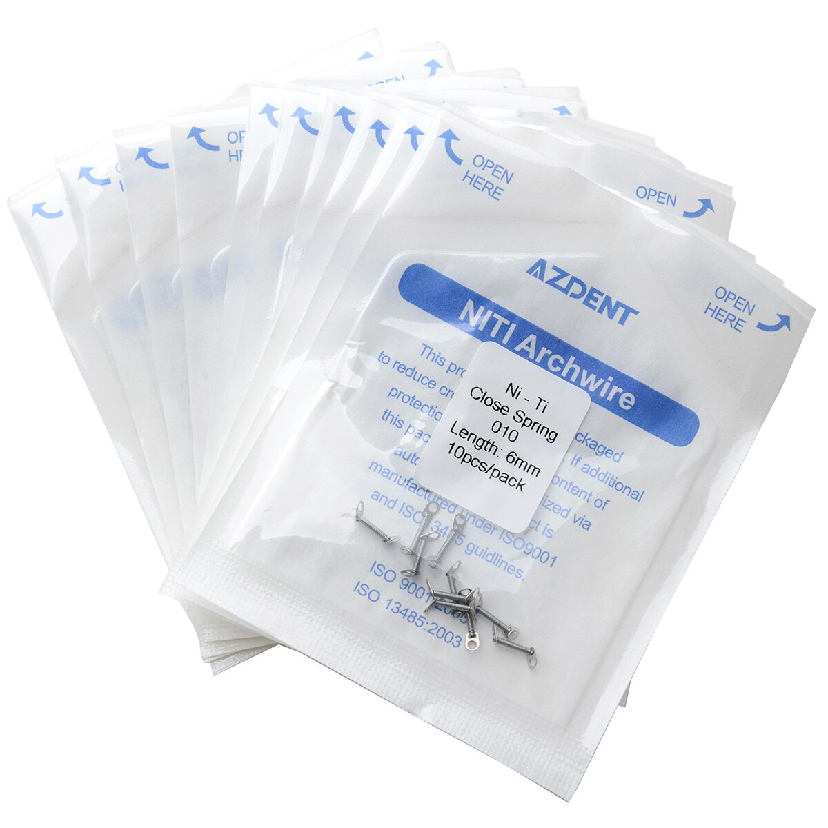 AZDENT Dental Orthodontic Niti Closed Coil Spring 0.010/0.012 6/9/12mm 10pcs/bag