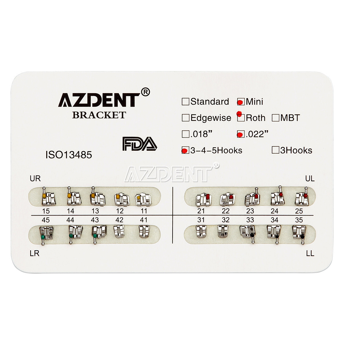 AZDENT Dental Orthodontic Bracket Braces Mini Roth Standard Edgewise MBT 022/018