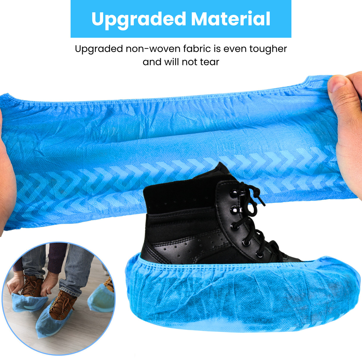 Disposable Non-Slip Shoe Covers (500 Pairs) Blue Extra Large Non-Woven Durable