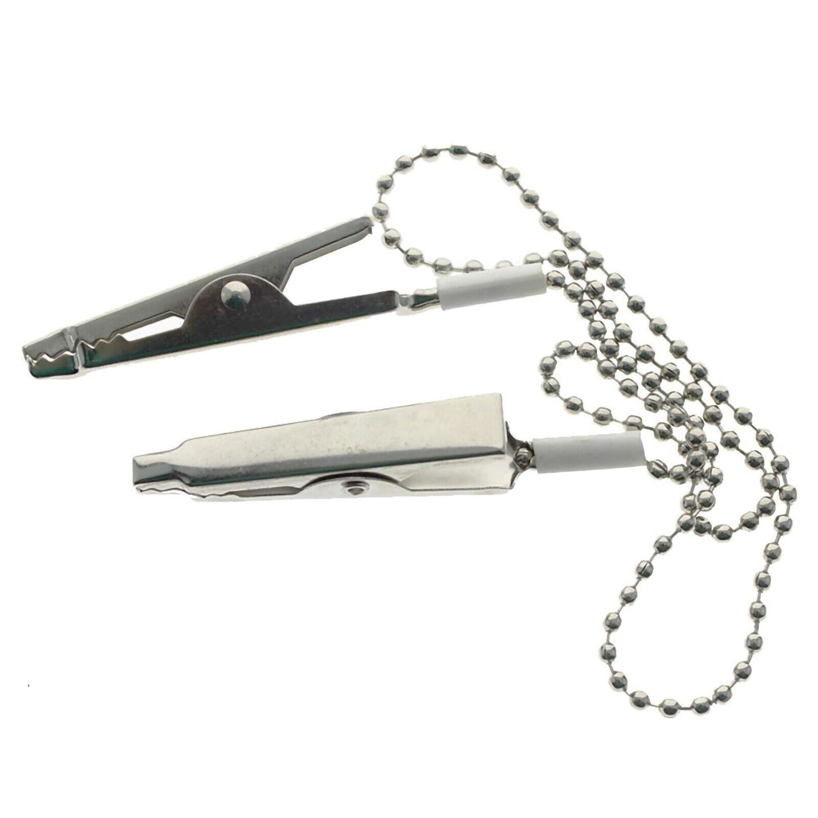10 Pcs Premium Dental Bibs Clip Napkin Holders Metal White Chain Crocodile