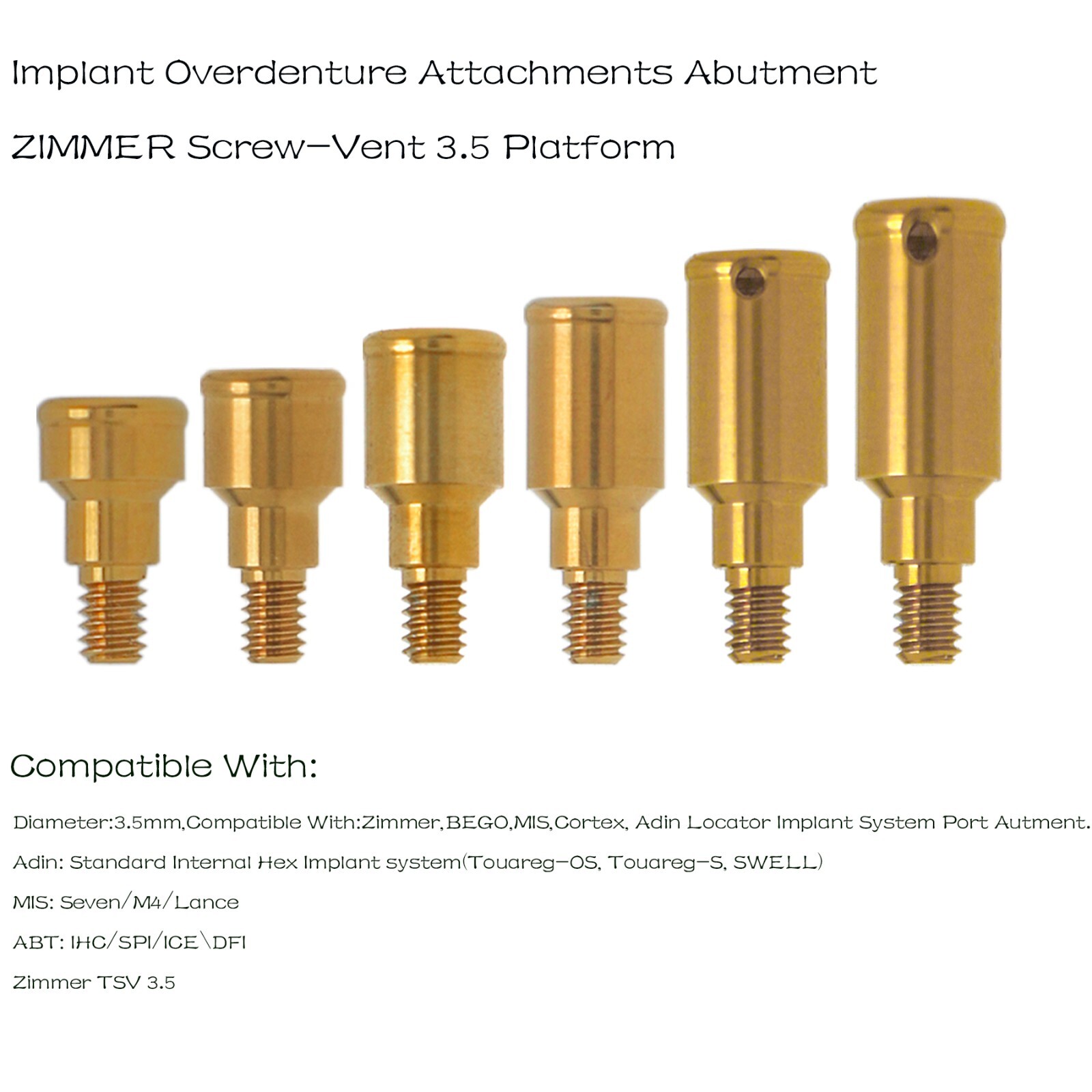 US Locator Abutment 3.5/4.5mm Retention Cap Inserts Tool for Zimmer Mis 1-5.0mm