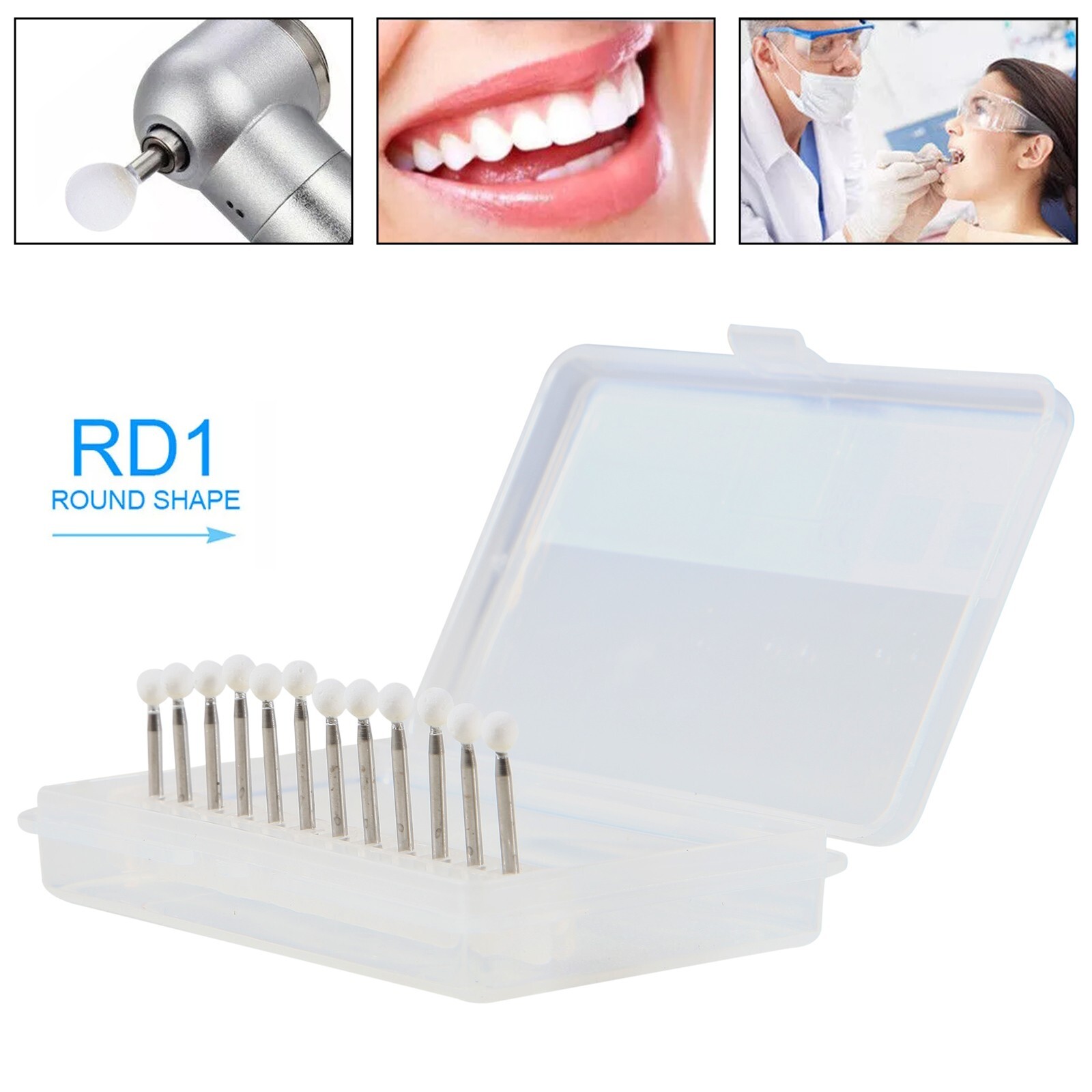 Dental Polishing Bur FG Abrasion Points Bur Round Mounted White Stone 12/pack SA