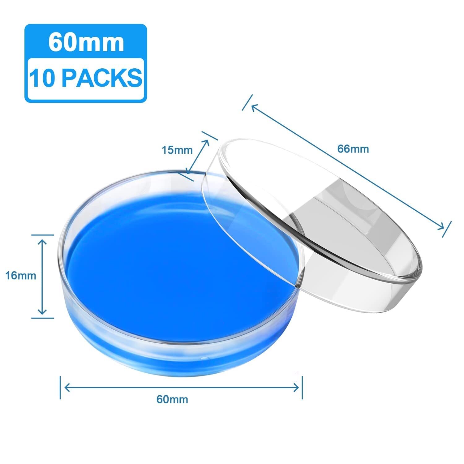 60/90/100mm Glass Petri Dishes with Lids Autoclavable Lab Petri Plates Reusable