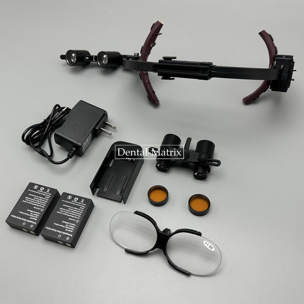 2.5x 3.5x Medical Dental Binocular Loupes Headband Magnifier LED Headlight US/EU