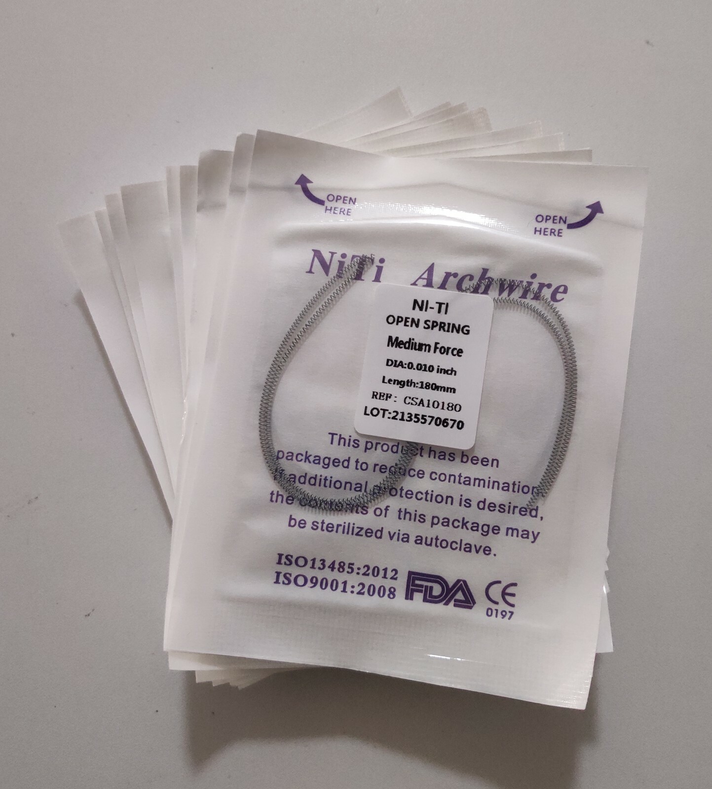 5 Packs Dental Orthodontic Coil Open Spring 010*180mm Niti Alloy Medium Force