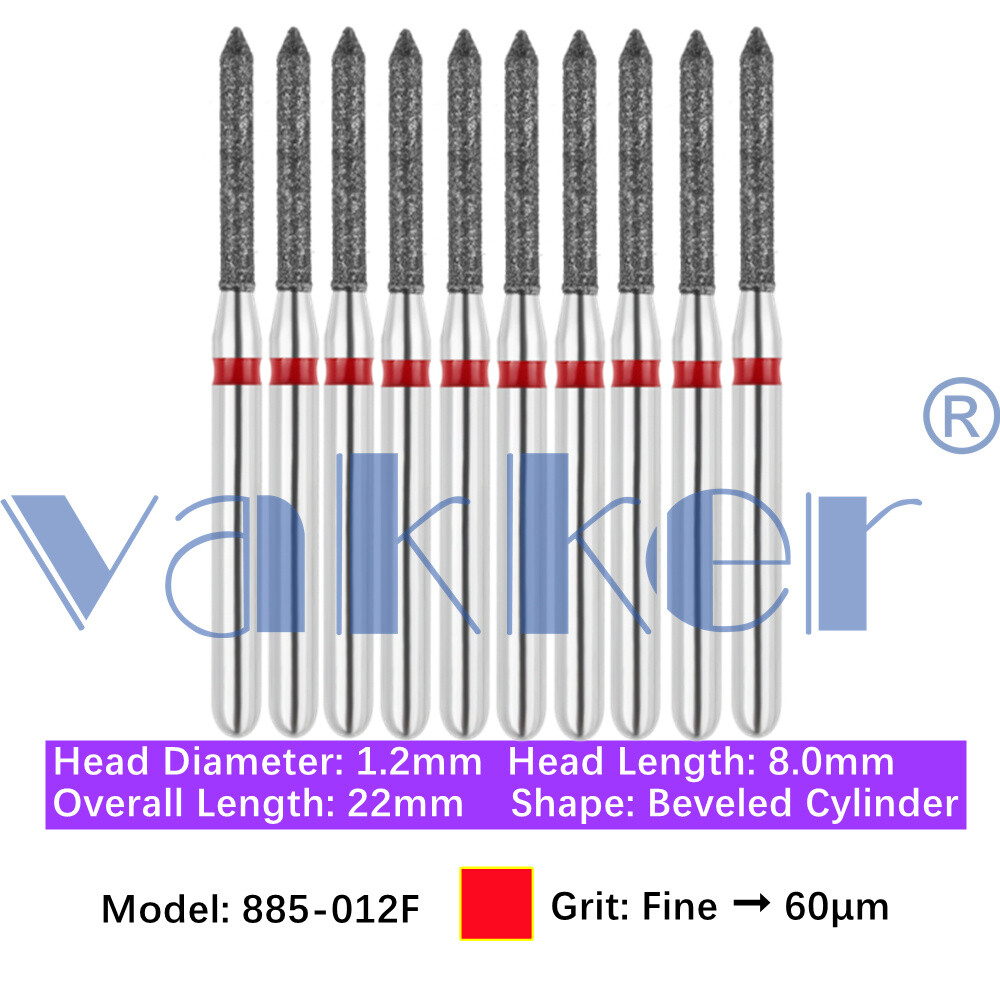 10pc Diamond Bur Shape Bevel Cylinder & Gingival Curetage Fine Medium Coarse
