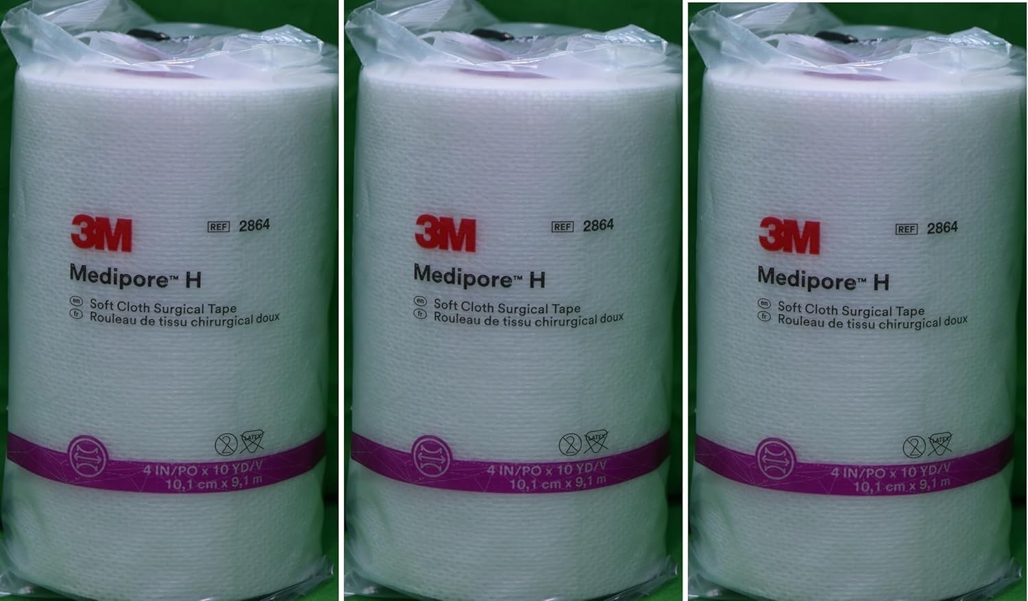 3M Medipore H Soft Cloth Surgical Tape – 4″ wide 3 Count (Pack of 1), White