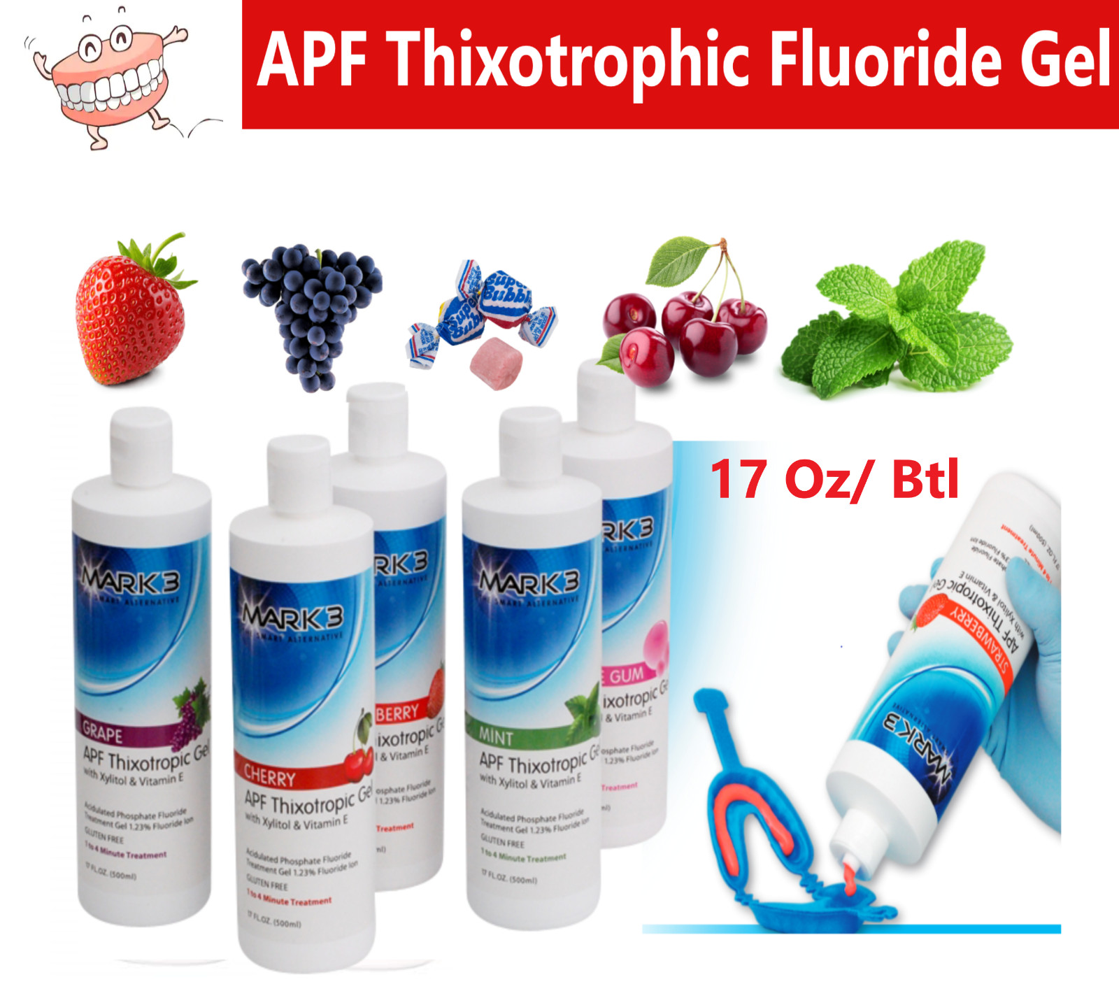 Dental APF Gel APF Flouride Thixotrophic 1.23% 17 oz High viscosity , Exp 02/25