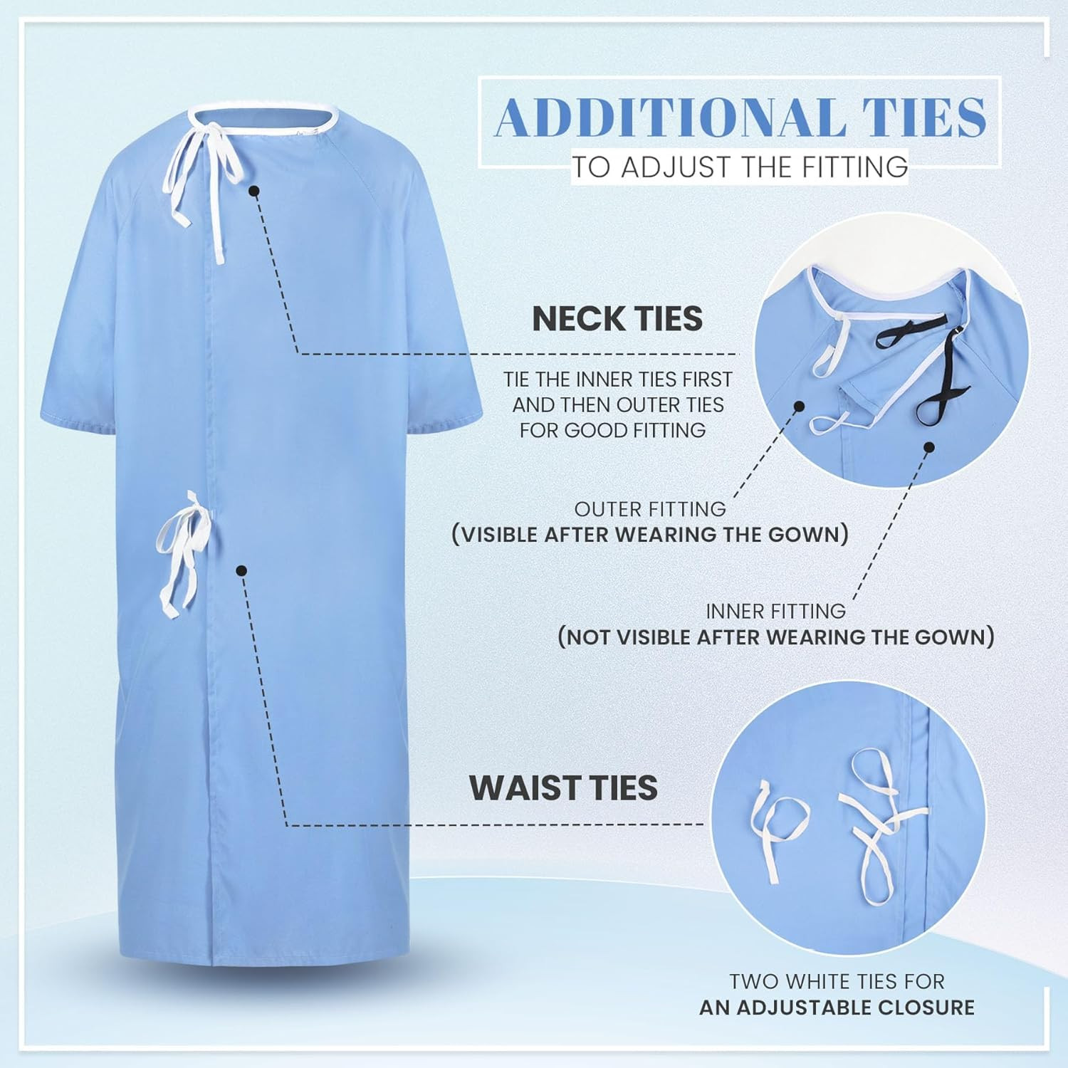 Men’S Hospital Gown Soft and Comfortable Patient Gown