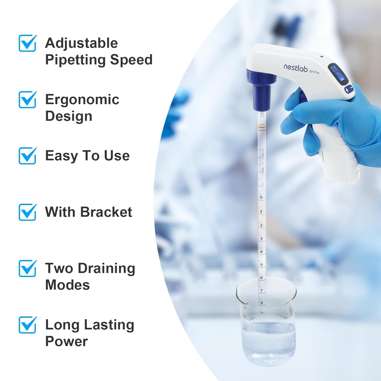 0.1-100ml Lab Electric Pipette Controller Electronic Pipettor 6 Adjustable Speed