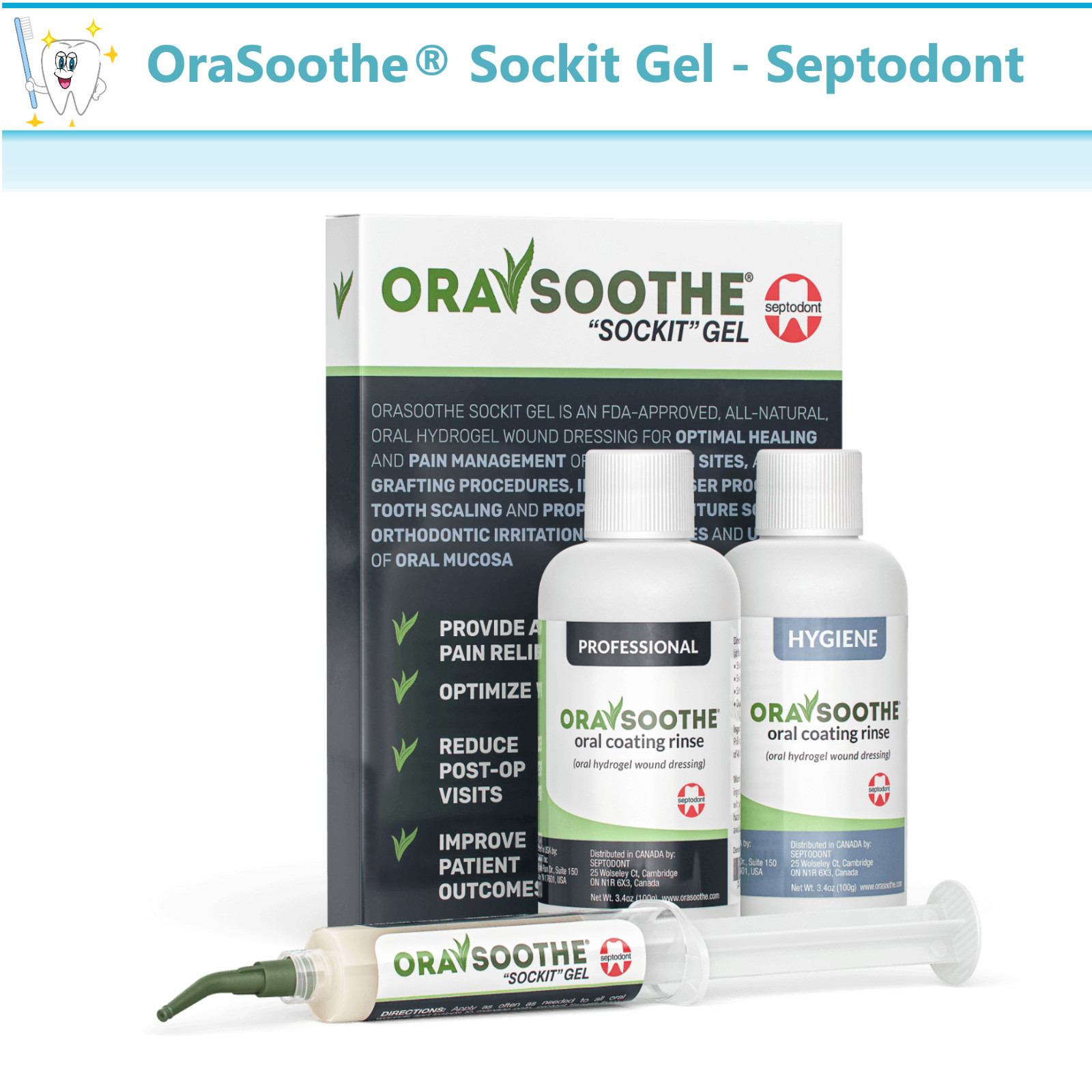 Septodont Orasoothe Sockit Dry Socket Oral Wound Dressing Hydrogel Dental Care