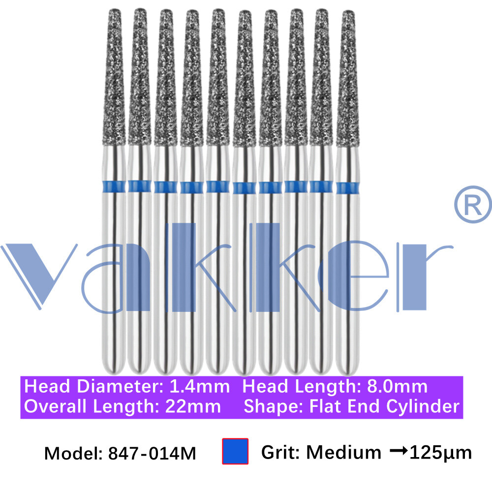 Vakker 10pc Diamond Bur Modified Flat End Taper Handpiece Bur Fine Medium Coarse