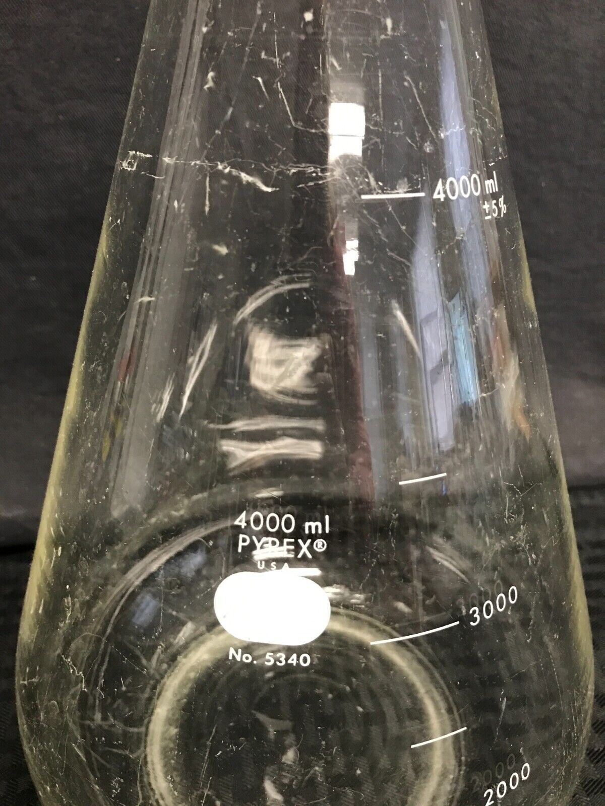 PYREX 4000mL Glass Filtering Flask Heavy Wall Sidearm Tube 1/2” OD 5340-4L B
