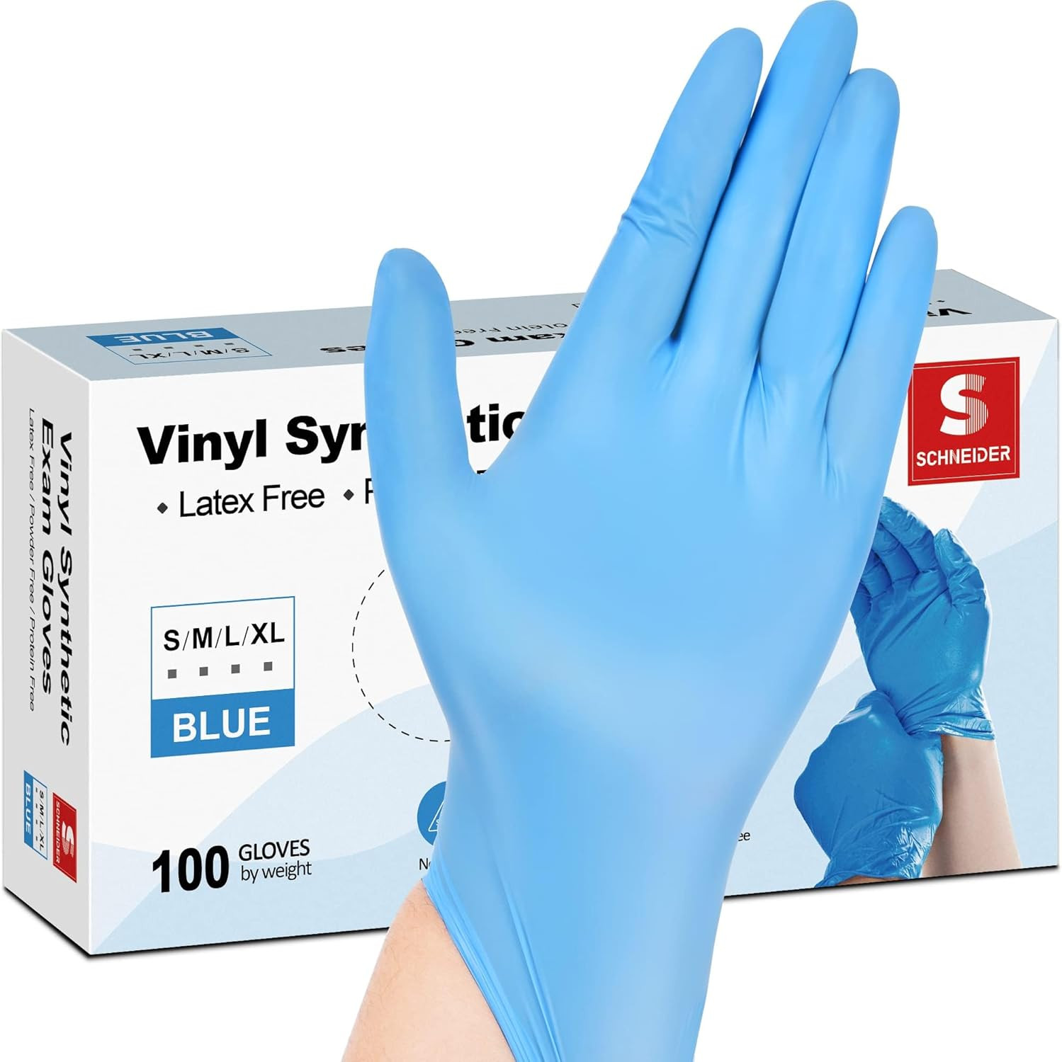 Vinyl Synthetic Exam Gloves, 4 Mil, Latex Free Disposable Gloves for Medical, Co