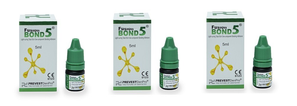 3 x Dental FUSION BOND 5 Light Cured One Component Dentin Enamel 5th Gen. 5ml