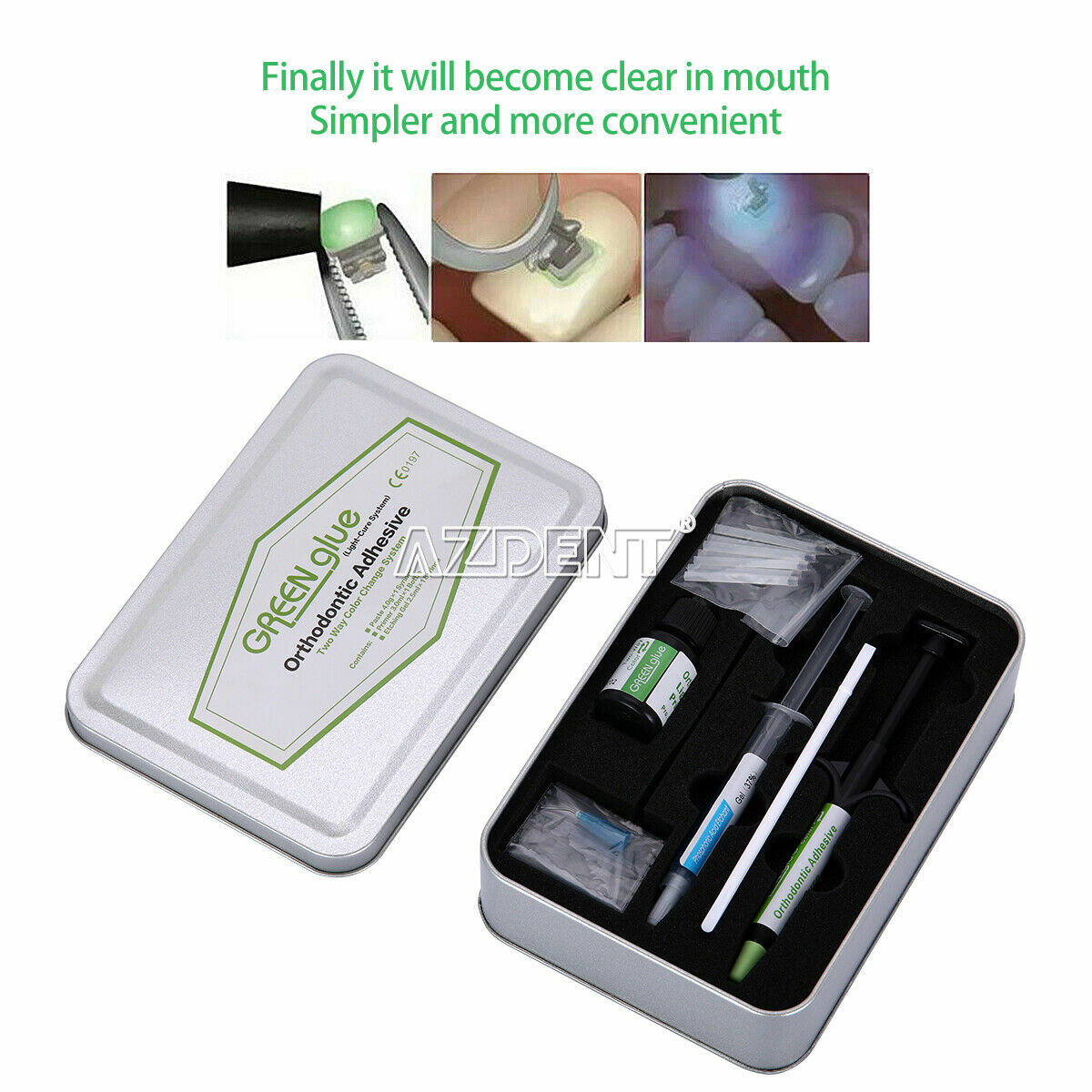 Dental Adhesive No-Mix Bonding/ Ortho Light Cure Resin/ Blue/Green Glue Kit