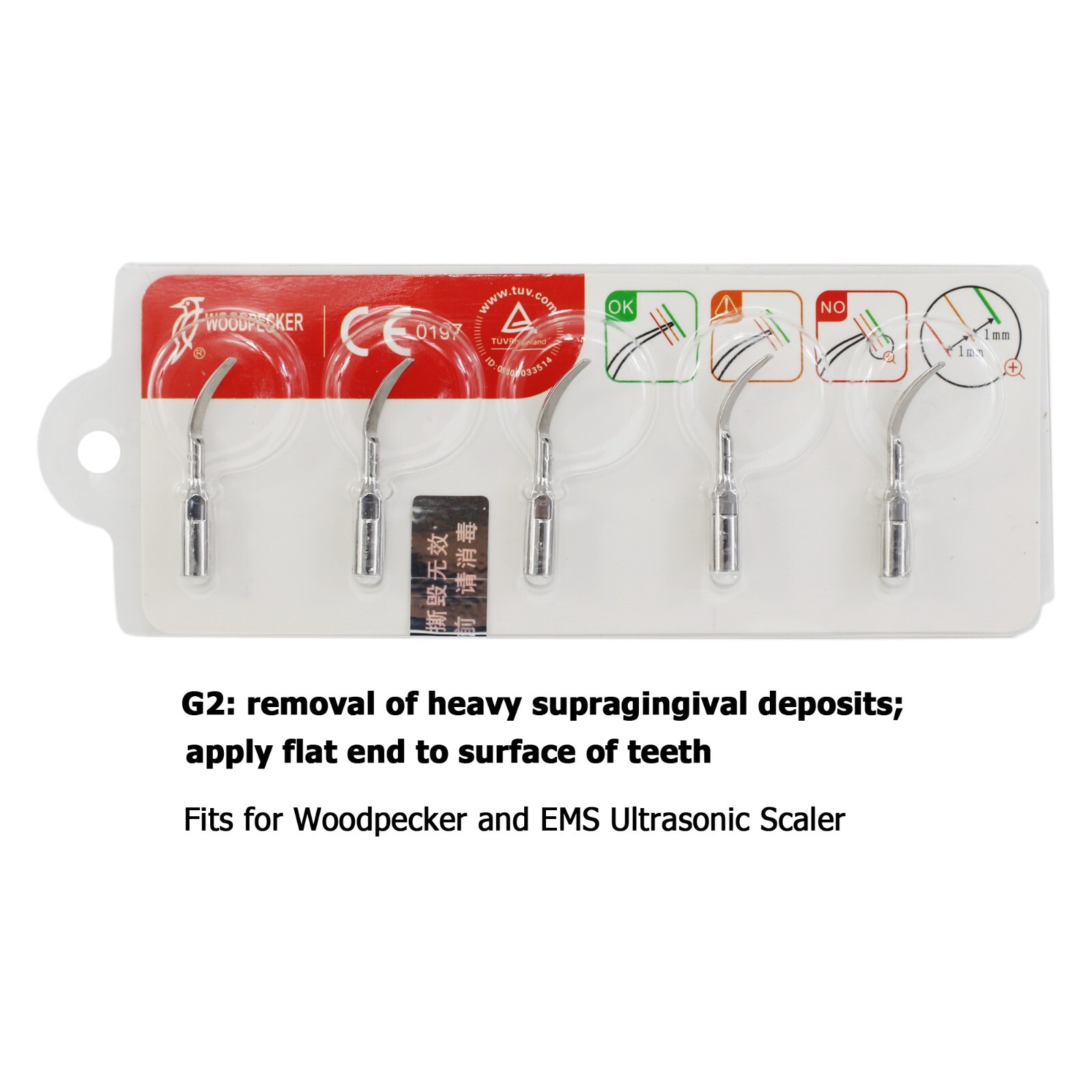 Woodpecker HW-5L Ultrasonic Scaler Handpiece Dental Piezo Tips G1 G4 P1 P3 EMS