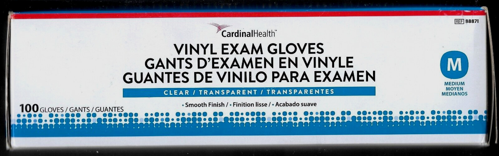 2 BOXES VINYL MEDIUM EXAM GLOVES 100 CT CARDINAL HEALTH POWDER FREE NON-STERILE