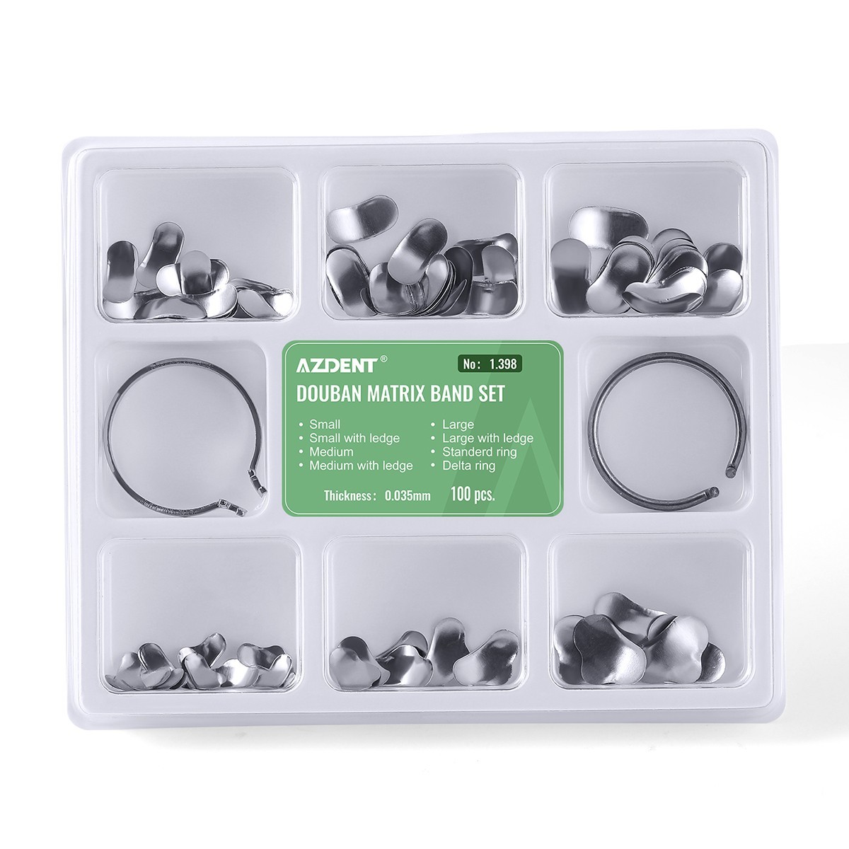 100Pcs/Box Dental Matrix Sectional Contoured Metal Matrices Band Resin Clamping