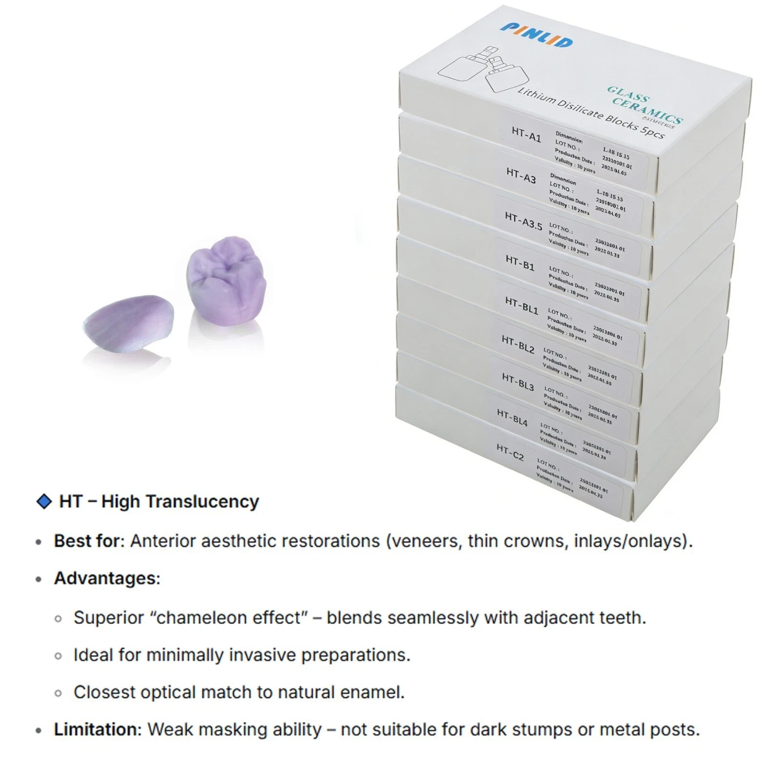 10Pcs/Box C14 Ceramic Blocks Lithium Disilicate Cerec CAD CAM HT/LT/MT A1 A2 A3
