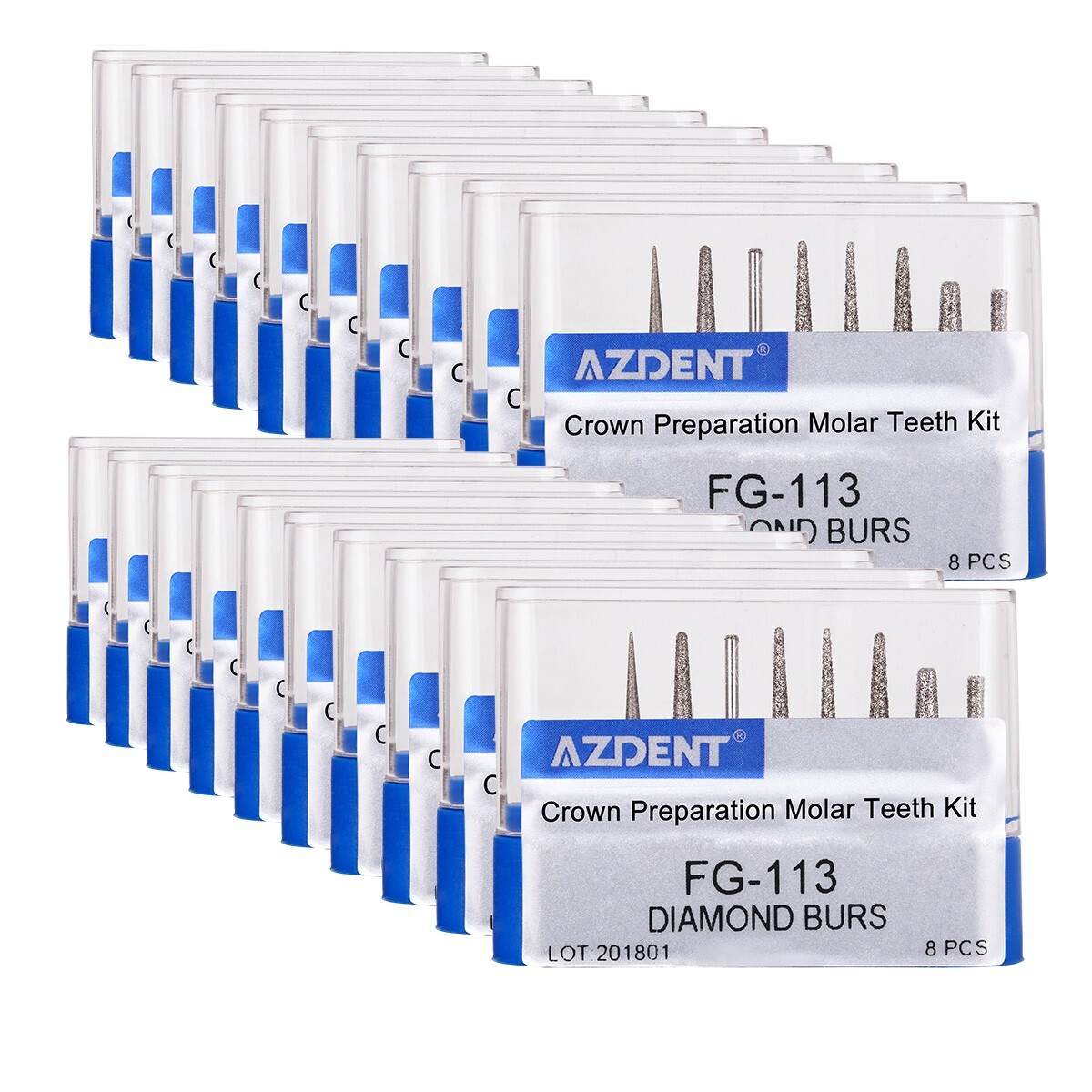 AZDENT Dental High Speed Diamond Burs Crown Preparation Molar Teeth Kit FG-113