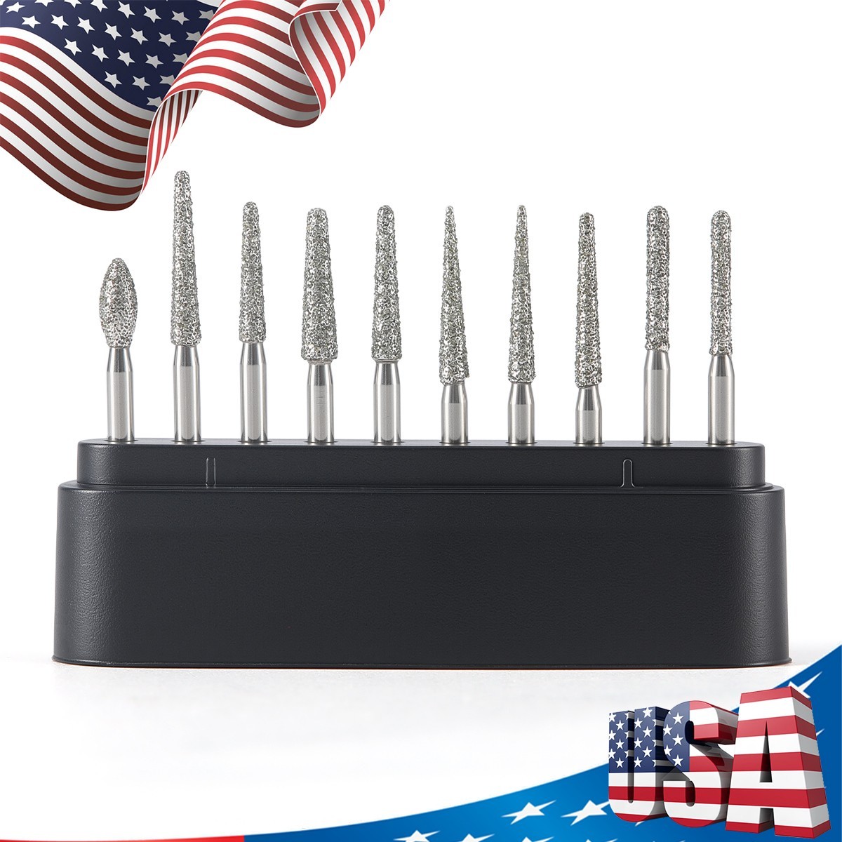 Pro Dental Diamond Zirconia Cutting Burs Kit Friction Grip 1.6mm 10Pcs/Pack