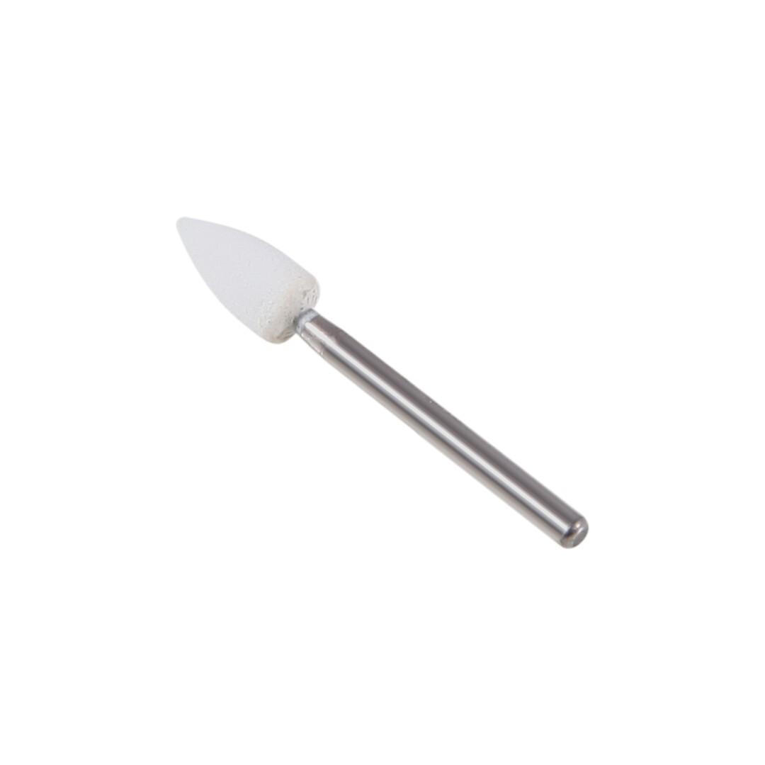 12*Dental Flame Mounted White Stone Polishing Burs FG Abrasion Point Polisher st