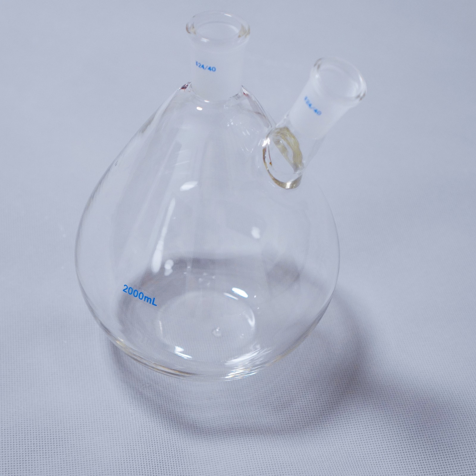 2000 ml lab glass 2-neck eggplant-shaped flask flat bottom/round bottom 24/40
