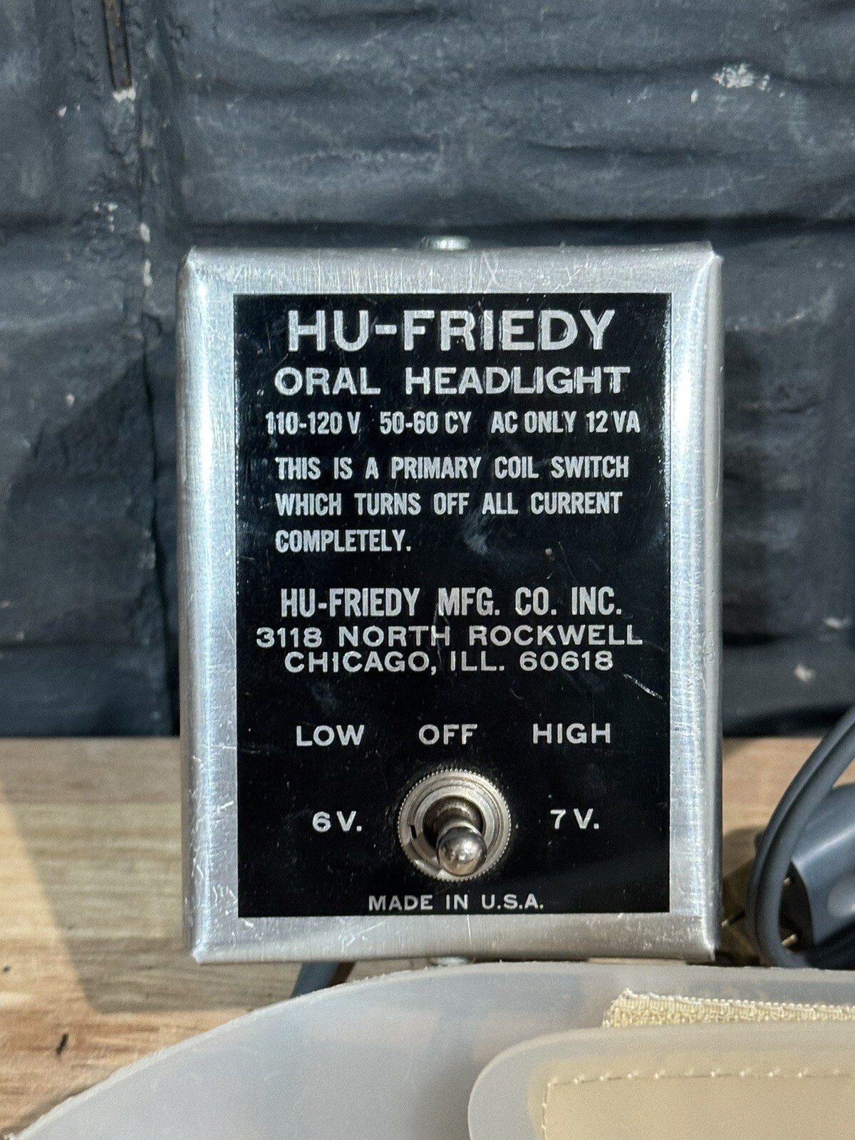Hu-Friedy Oral Headlight Dentist Light 110-120v WORKING VTG Light