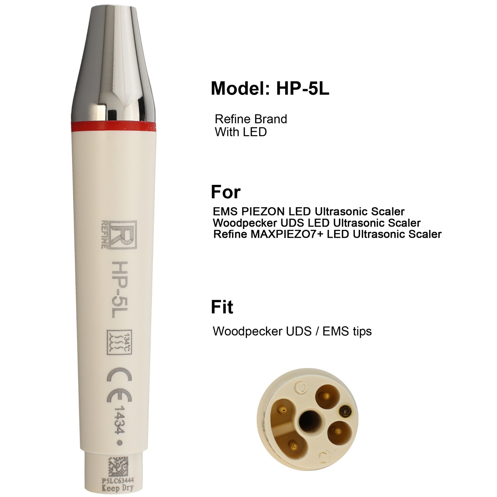 Woodpecker Dental Ultrasonic Scaler Handpiece HW-5L Piezo Tips P1 EMS PIEZON LED