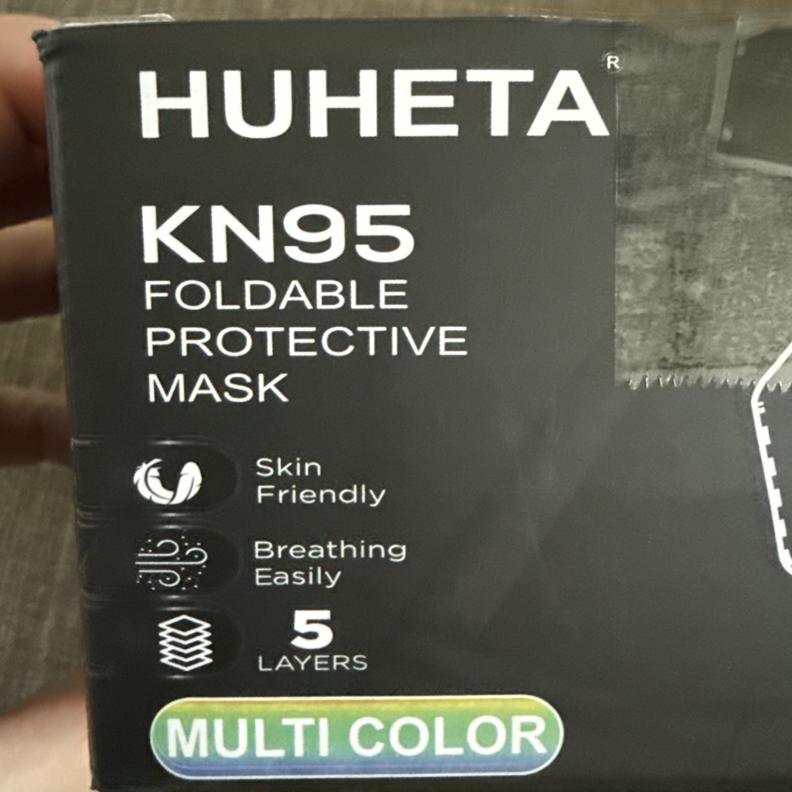HUHETA 15 Pcs Black KN95 Protective Face Mask, 5 Layers, Foldable, Non Medical