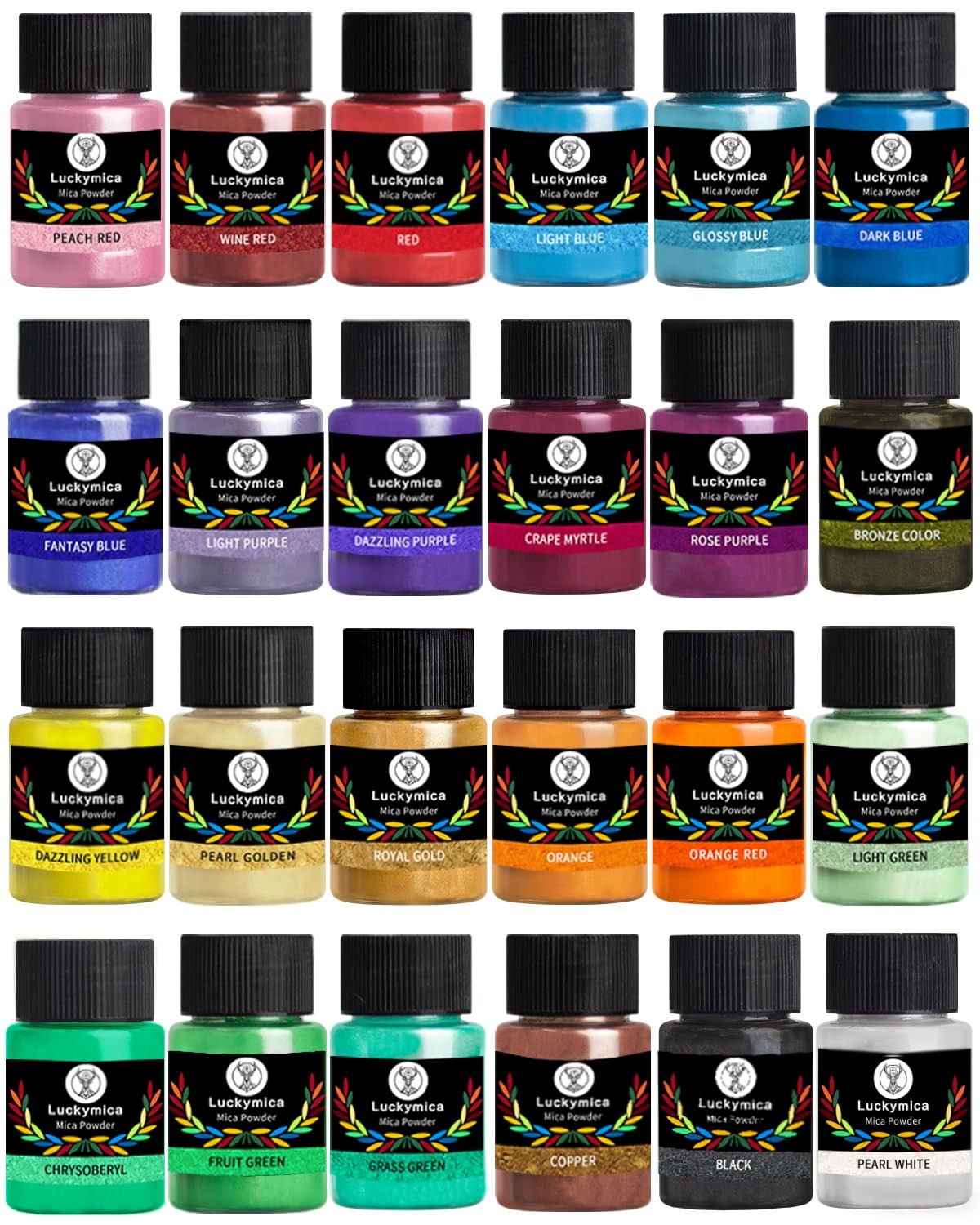 Upgrade Luckymica Mica Powder, 24 Colors Pearlescent 24 Colors-Upgraded