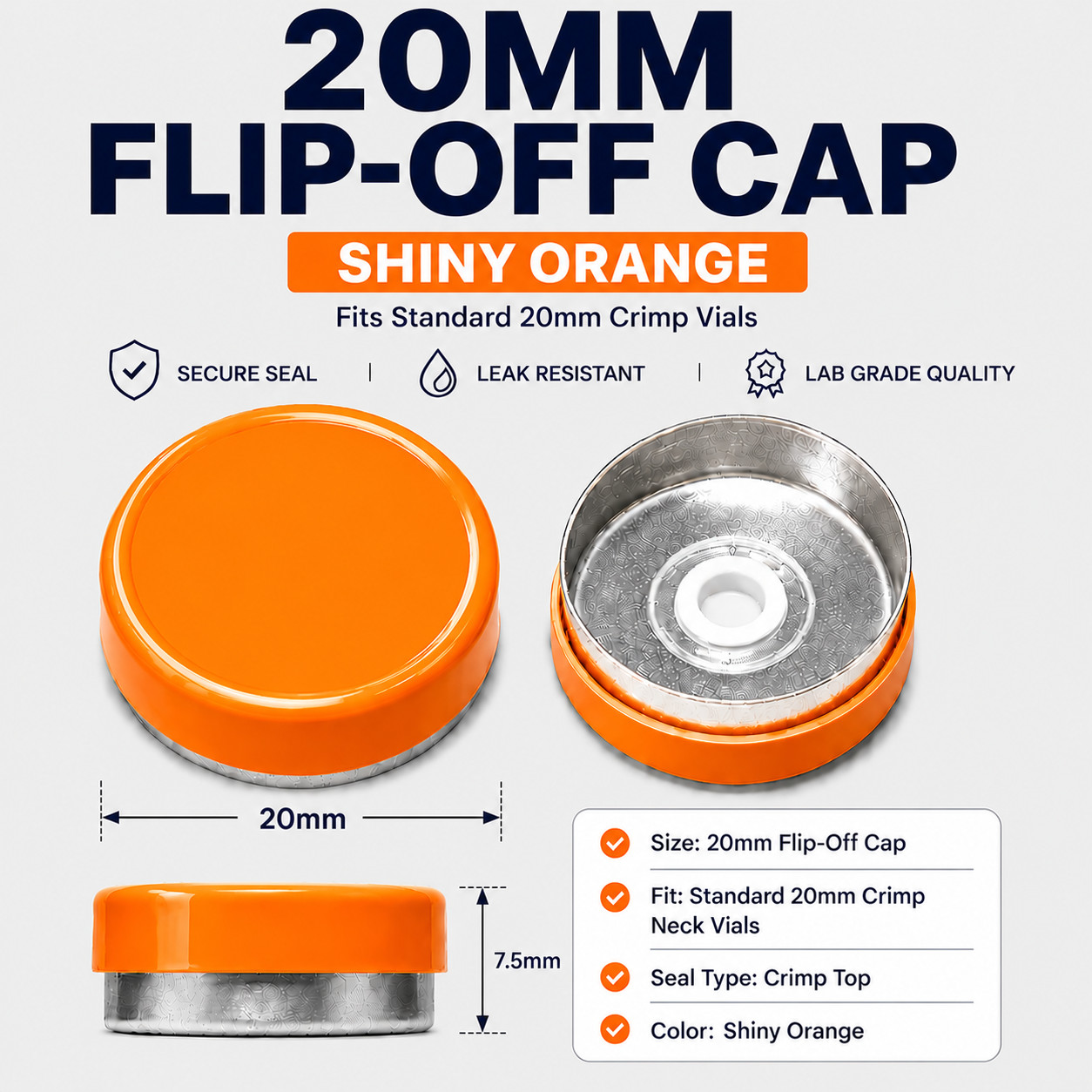20mm Vial Flip Off Caps Aluminum Seals Assorted Colors 1000 Pack USA Seller