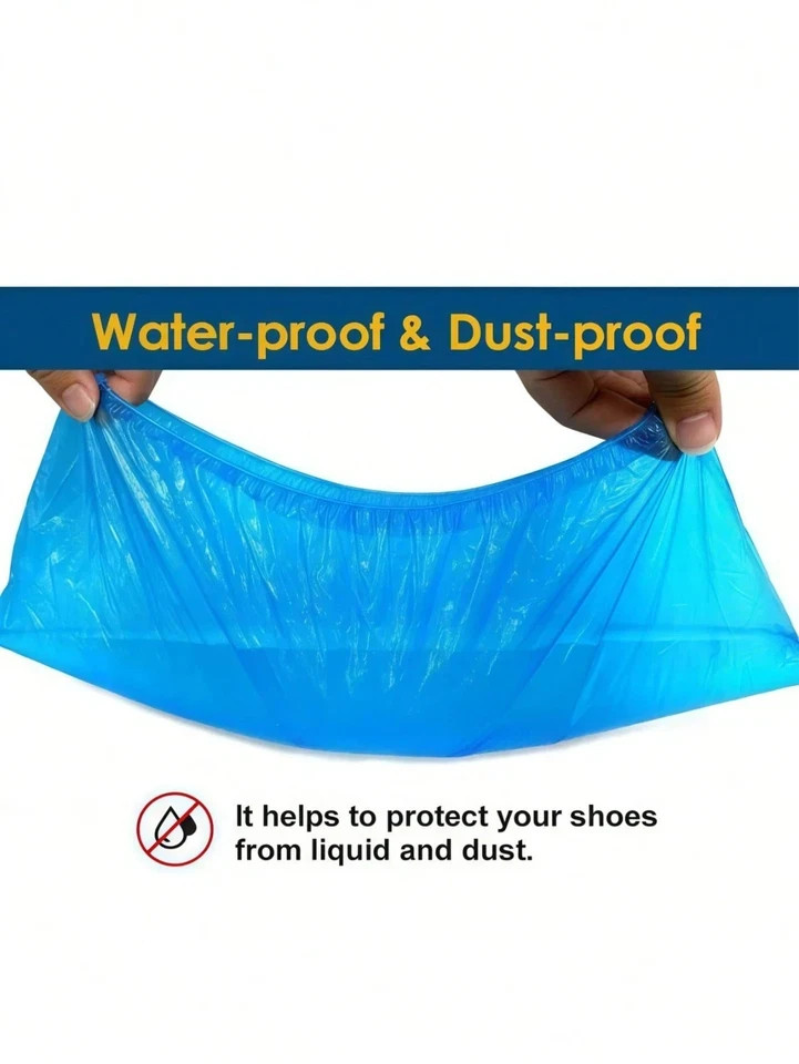 100PCS Disposable Waterproof Shoe Covers NonSlip PE Foot Covers for Indoor