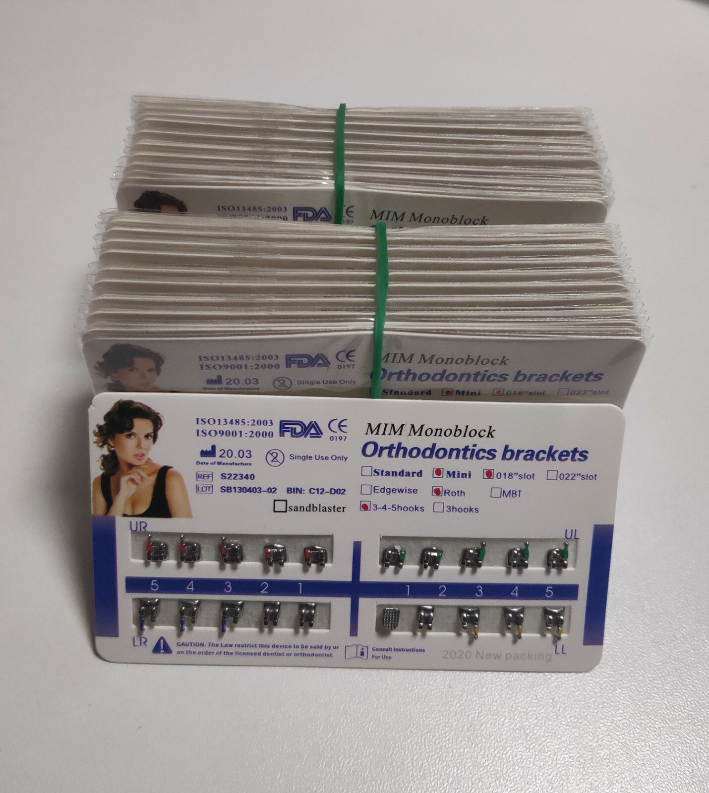 40 Sets Dental Metal Bracket MIM Monoblock Mini Roth 018 345 hooks Mesh Base