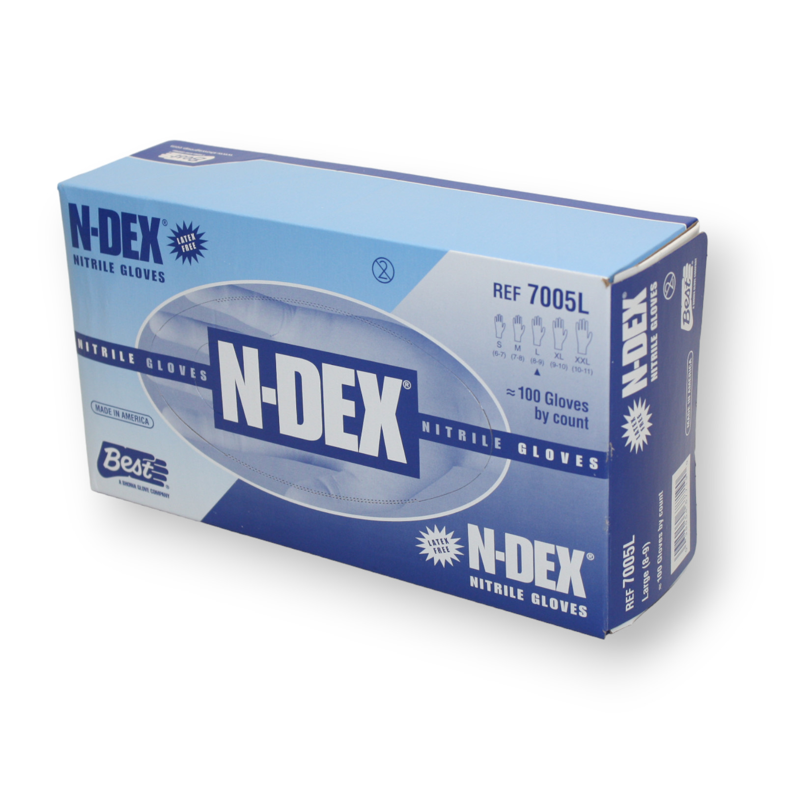 SHOWA N-Dex 7005 L Nitrile Gloves Large Made in USA 20 boxes (2000 Gloves Total)