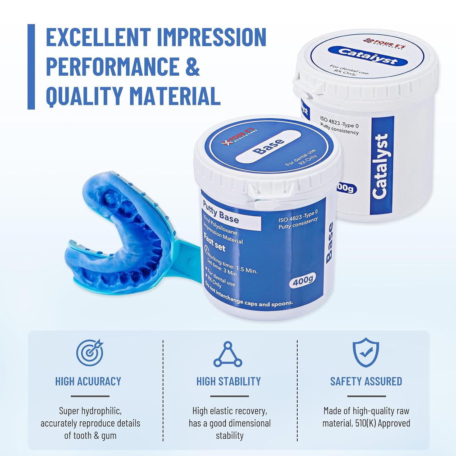 10Pack Dental Impression Putty Fast Set 800g VPS Putty(400g Base&400g Catalyst)